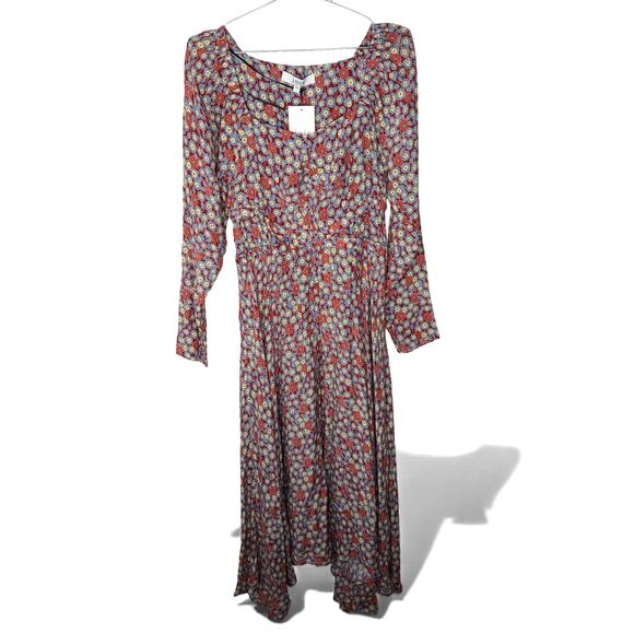 New Joie Eilish Floral Maxi Dress Fired Brick Multi Long Sleeve Boho Size S - Picture 2 of 16